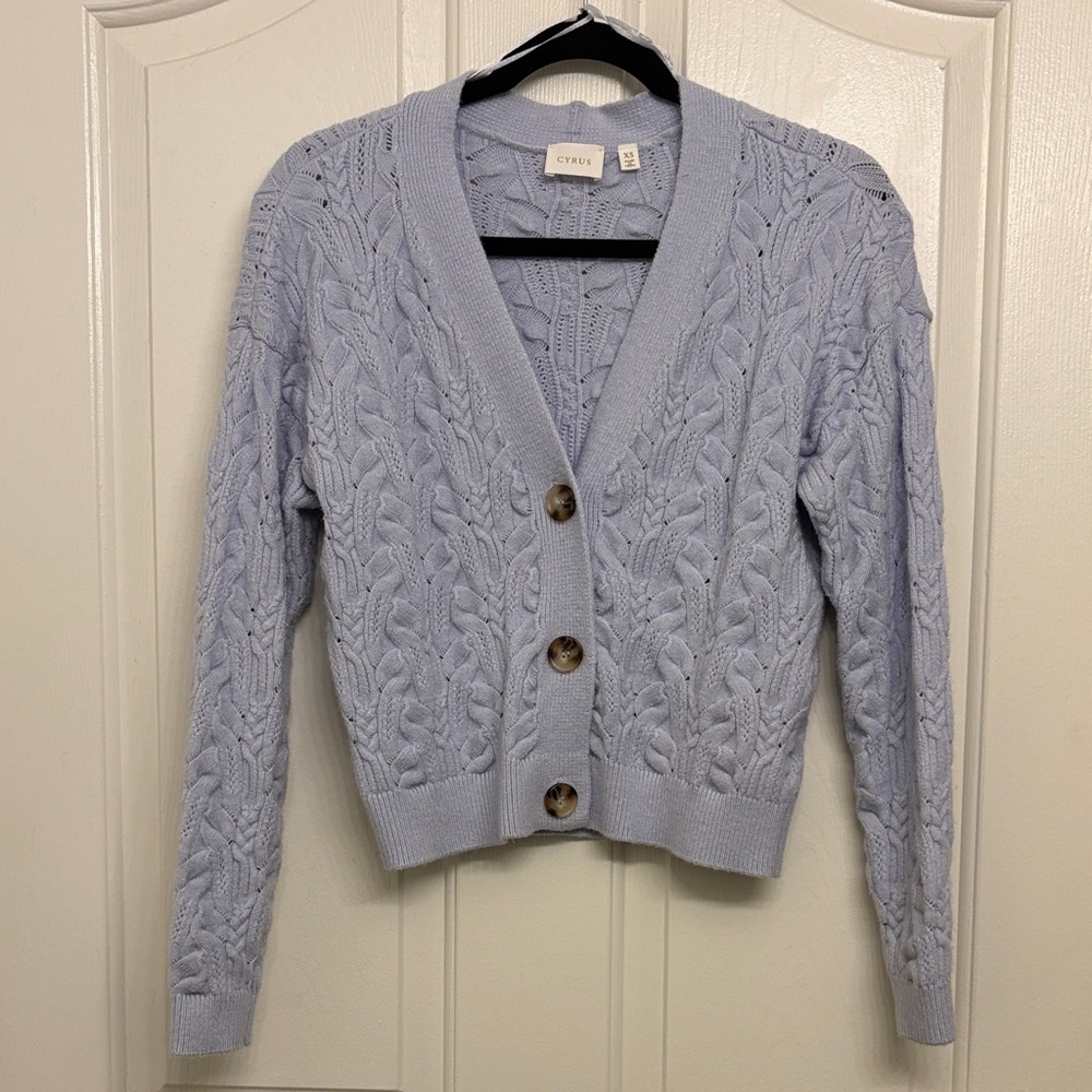 Cyrus Light Blue Cable Knit Cardigan size XS
